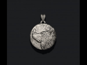 Wolf moon pendant v2 Model do druku 3D