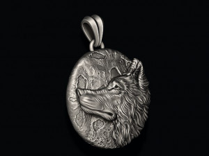 Wolf moon pendant v2 Model do druku 3D