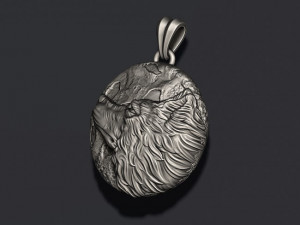 Wolf moon pendant v2 Model do druku 3D