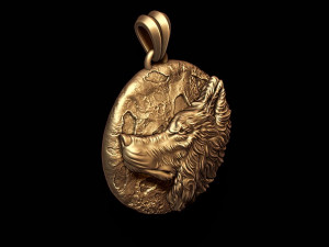 Wolf moon pendant v2 Model do druku 3D
