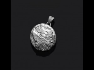 Wolf moon pendant v2 Model do druku 3D