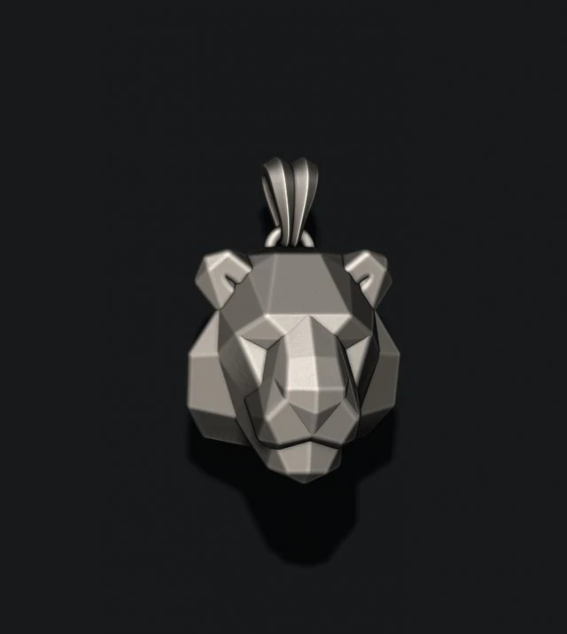 Tiger head pendant low poly 3D Print Model .c4d .max .obj .3ds .fbx .stl .blend 
