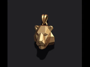 Tiger head pendant low poly 3D Print Model