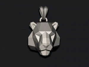 Tiger head pendant low poly 3D Print Model