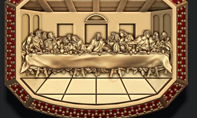 Last Supper Pendant Basrelief With Gems 3D Print Model .c4d .max .obj .3ds .fbx .stl .blend 