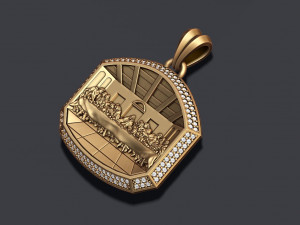 Last Supper Pendant Basrelief With Gems 3D Print Model