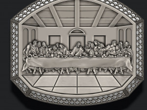 Last Supper Pendant Basrelief With Gems 3D Print Model