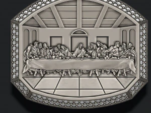 Last Supper Pendant Basrelief With Gems 3D Print Model
