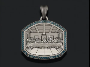 Last Supper Pendant Basrelief With Gems 3D Print Model