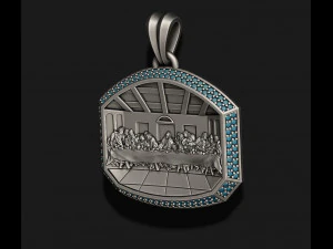 Last Supper Pendant Basrelief With Gems 3D Print Model