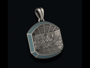 Last Supper Pendant Basrelief With Gems 3D Print Model