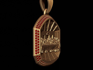 Last Supper Pendant Basrelief With Gems 3D Print Model