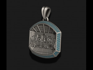 Last Supper Pendant Basrelief With Gems 3D Print Model