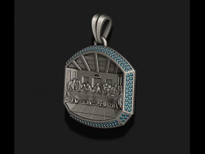 Last Supper Pendant Basrelief With Gems 3D Print Model