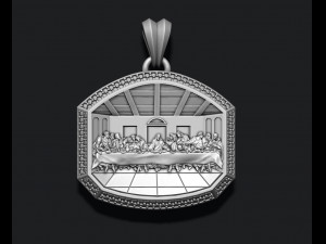 Last Supper Pendant Basrelief With Gems 3D Print Model