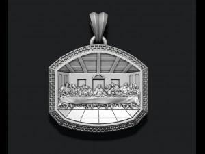 Last Supper Pendant Basrelief With Gems 3D Print Model
