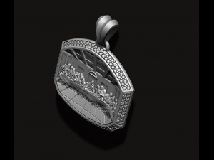 Last Supper Pendant Basrelief With Gems 3D Print Model