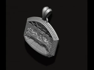 Last Supper Pendant Basrelief With Gems 3D Print Model