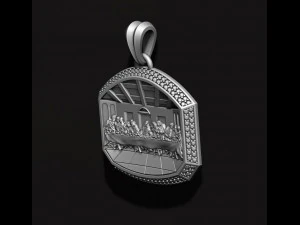 Last Supper Pendant Basrelief With Gems 3D Print Model
