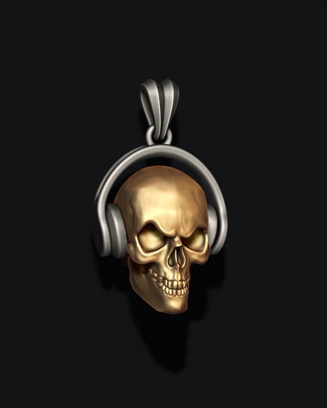 Skull with headphones pendant 3D print model Modelo de Impressão 3D .c4d .max .obj .3ds .fbx .stl .blend 