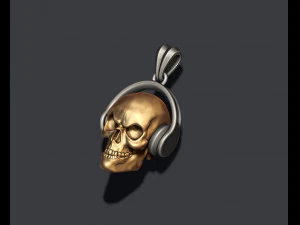 Skull with headphones pendant 3D print model 3D Print Model