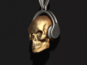 Skull with headphones pendant 3D print model Modelo de Impressão 3D