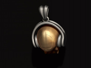 Skull with headphones pendant 3D print model Modelo de Impressão 3D