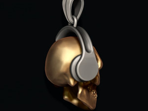 Skull with headphones pendant 3D print model Modelo de Impressão 3D