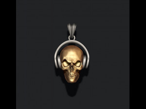 Skull with headphones pendant 3D print model Modelo de Impressão 3D