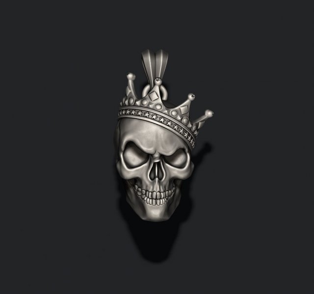 Skull with crown pendant 3D print model Modelo de impresión 3D .c4d .max .obj .3ds .fbx .stl .blend 
