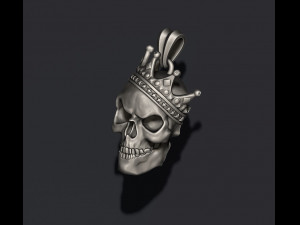 Skull with crown pendant 3D print model Modelo de impresión 3D