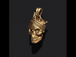Skull with crown pendant 3D print model Modelo de impresión 3D