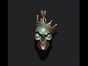 Skull with crown pendant 3D print model Modelo de impresión 3D