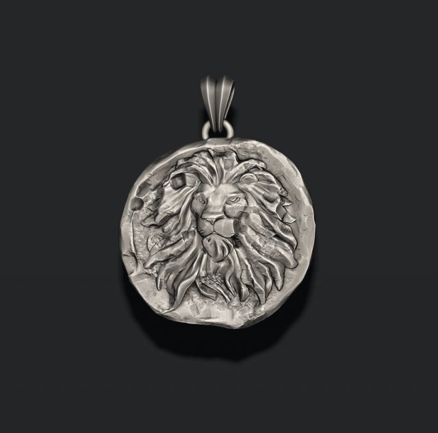 Ancient lion coin pendant 3D print model 3D Baskı Modeli .c4d .max .obj .3ds .fbx .stl .blend 