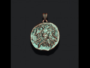 Ancient lion coin pendant 3D print model 3D Baskı Modeli