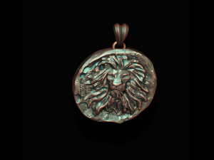 Ancient lion coin pendant 3D print model 3D Baskı Modeli