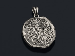 Ancient lion coin pendant 3D print model 3D Baskı Modeli