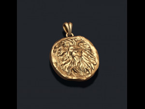 Ancient lion coin pendant 3D print model 3D Baskı Modeli