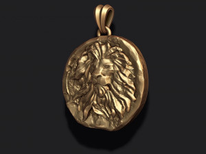 Ancient lion coin pendant 3D print model 3D Baskı Modeli