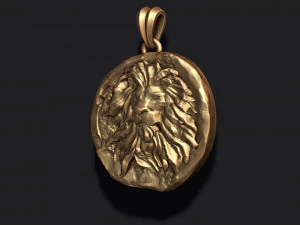 Ancient lion coin pendant 3D print model 3D Print Model
