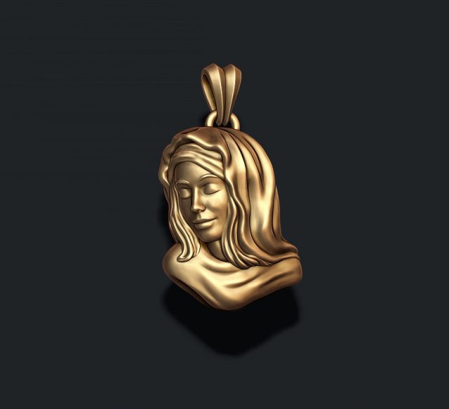 Holy Virgin Mary pendant 3D print model 3Dプリントモデル .c4d .max .obj .3ds .fbx .stl .blend 