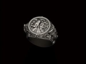 Egyptian Pharaoh queen Anubis Horus ring 3D print model Modelo de impresión 3D