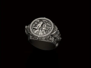 Modello di stampa 3D dell'anello della regina faraone egiziano Anubis Horus Modello di stampa 3D