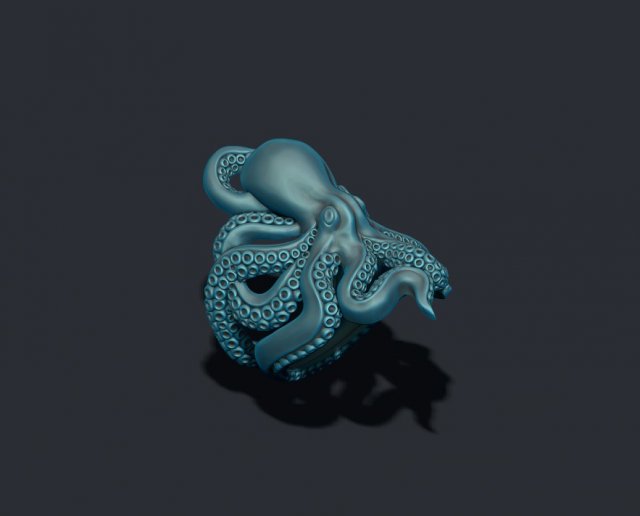 Octopus ring 3D print model 3Dプリントモデル .c4d .max .obj .3ds .fbx .stl .blend 