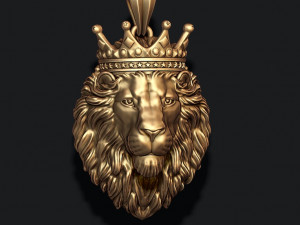 Lion pendant with crown 3D print model 3D Baskı Modeli