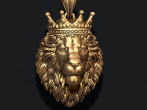 Кулон Лев с короной 3D модель для печати 3D Принт Модель