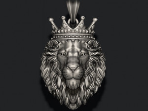 Lion pendant with crown 3D print model 3Dプリントモデル