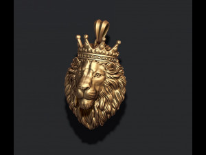 Lion pendant with crown 3D print model 3Dプリントモデル