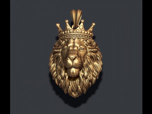 Lion pendant with crown 3D print model 3Dプリントモデル
