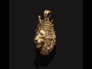 Lion pendant with crown 3D print model 3Dプリントモデル